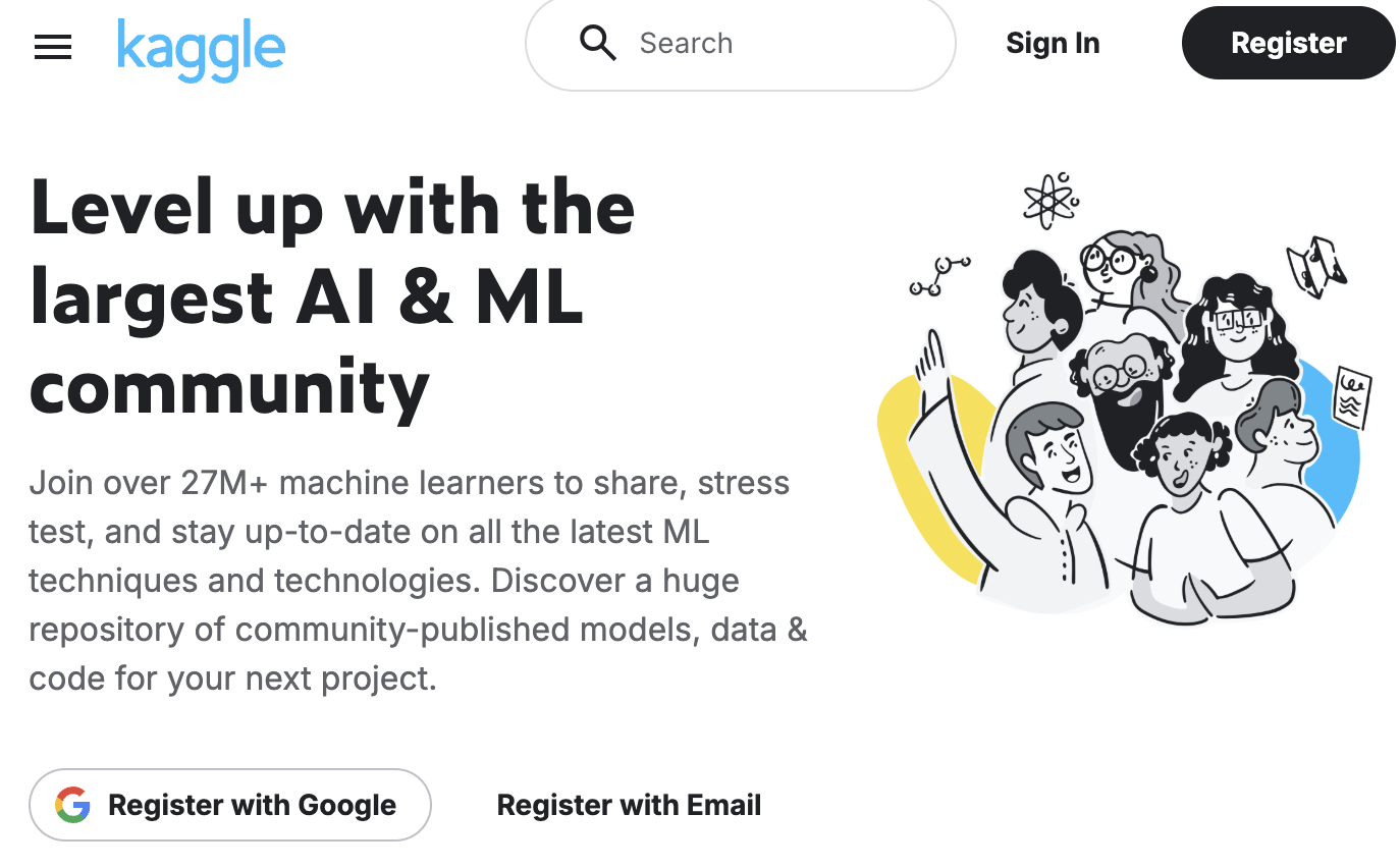 kaggleのトップページ