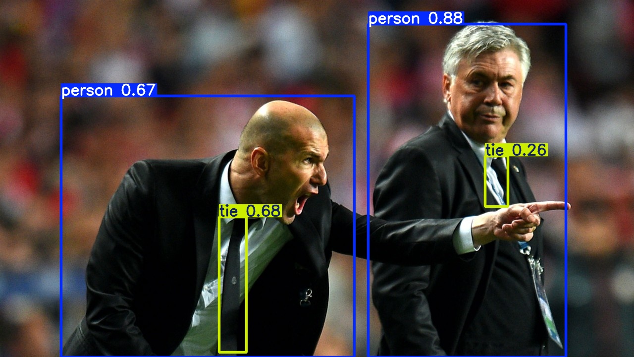 yolov5のサンプル画像検出結果